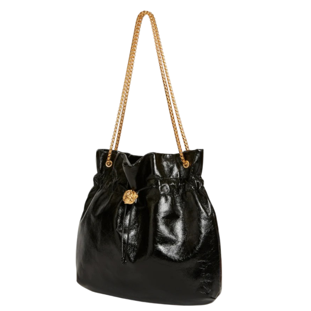 Purely Prime Elegant Black Drawstring Shoulder Bag